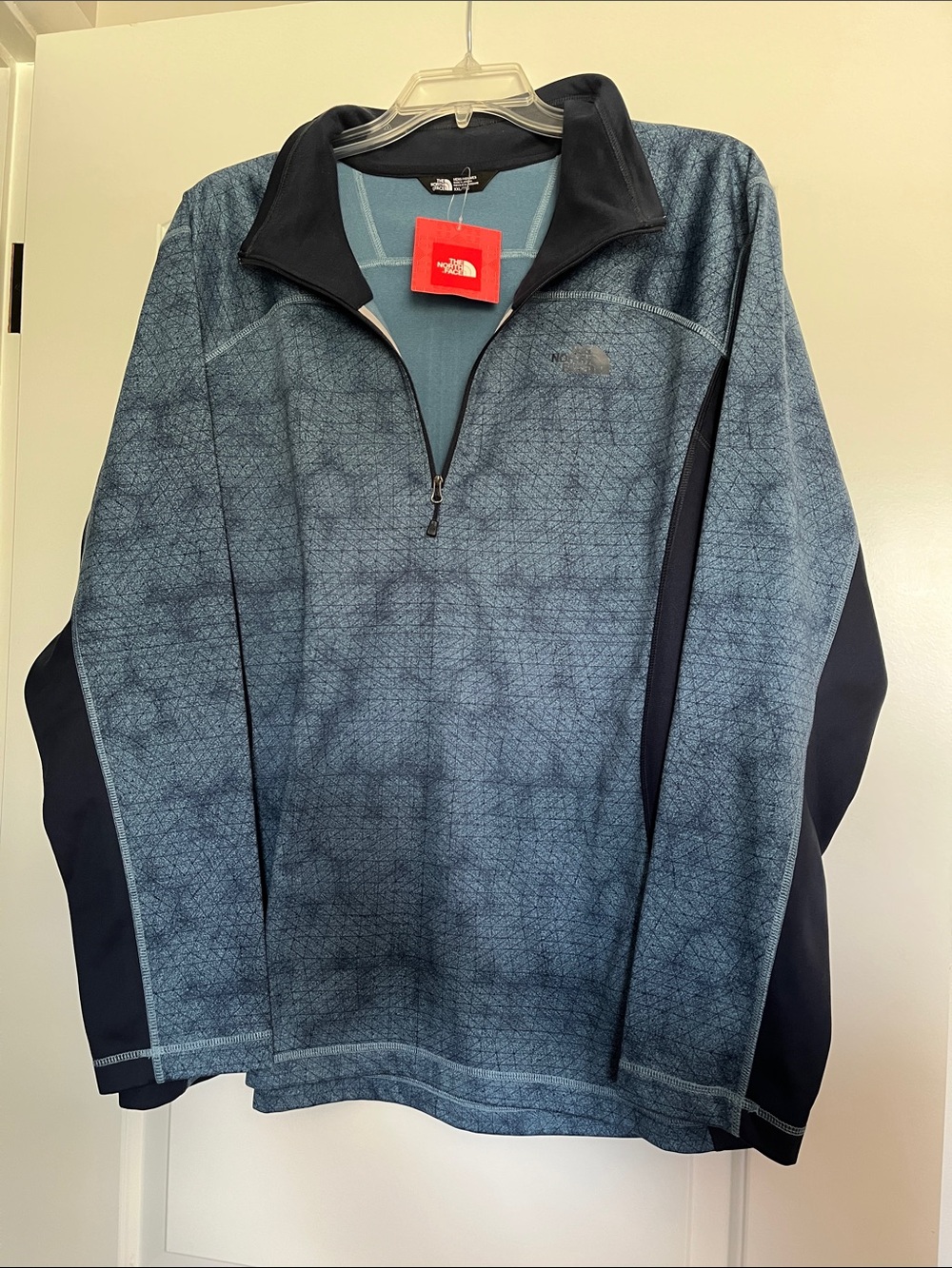 The North Face Men's Blue Quarter-Zip Pullover with Navy Panels